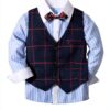 Baby Boys Tuxedo Formal Wear Suit Set 3 Piece Outfit-4