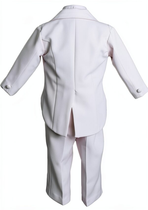 Baby Boys Tuxedo Suit White Satin Lapels 5 Piece Set-2