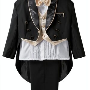 Baby Boy Tuxedo Suit A&J DESIGN Formal Tail Wedding Outfit-0