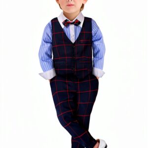 Baby Boys Tuxedo Formal Wear Suit Set 3 Piece Outfit-0