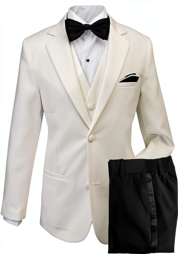 Boys Tuxedo Set Polyester Jacket Adjustable Bowtie Sizes-0