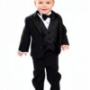Boys Tuxedo Set Polyester Jacket Adjustable Bowtie Sizes-5