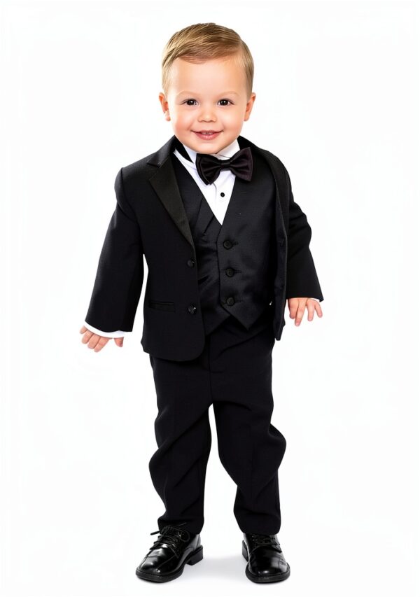 Boys Tuxedo Set Polyester Jacket Adjustable Bowtie Sizes-5