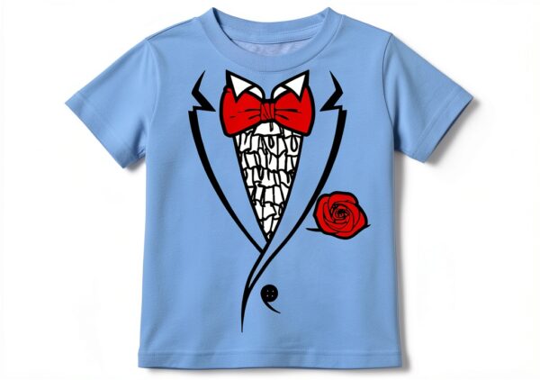 Baby Boys Tuxedo T-Shirt Soft California Blue Formal Wear-0