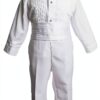 Baby Boys Tuxedo Suit White Satin Lapels 5 Piece Set-1