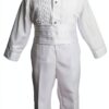 Baby Boys Tuxedo Suit Set White Satin Lapels 5 Piece-1