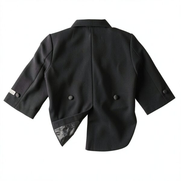 ERF008 Baby Boys Black Tuxedo Satin Lapel Adjustable Bow Tie-2