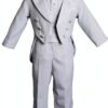 Baby Boys Tuxedo Suit White Satin Lapels 5 Piece Set-0