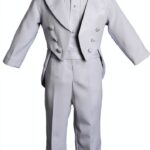 Baby Boys Tuxedo Suit White Satin Lapels 5 Piece Set-0