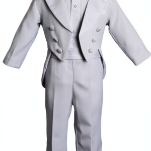 Baby Boys Tuxedo Suit White Satin Lapels 5 Piece Set-0