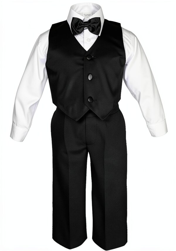 Leader Textiles Baby Boys Tuxedo Black Satin Shawl Lapel-1