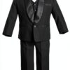 Leader Textiles Baby Boys Tuxedo Black Satin Shawl Lapel-0