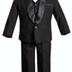 Leader Textiles Baby Boys Tuxedo Black Satin Shawl Lapel-0