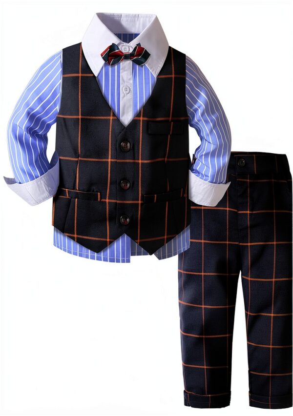 Baby Boys Tuxedo Formal Wear Suit Set 3 Piece Outfit-1