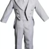 Baby Boys Tuxedo Suit Set White Satin Lapels 5 Piece-0
