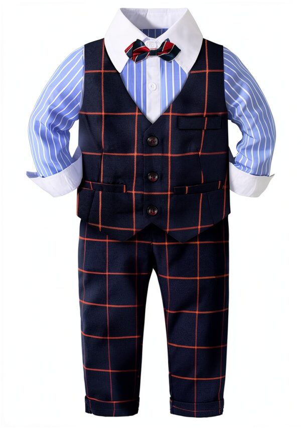 Baby Boys Tuxedo Formal Wear Suit Set 3 Piece Outfit-3