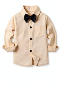 Boys Wedding Outfit Cotton Tuxedo with Bow Tie Suspenders-0
