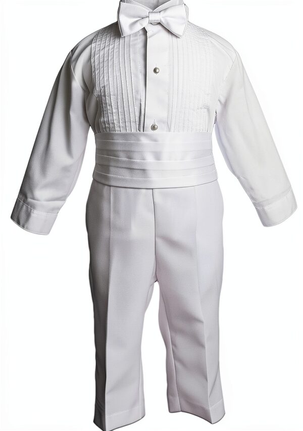 Baby Boys Tuxedo Suit Set White Satin Lapels Special-1